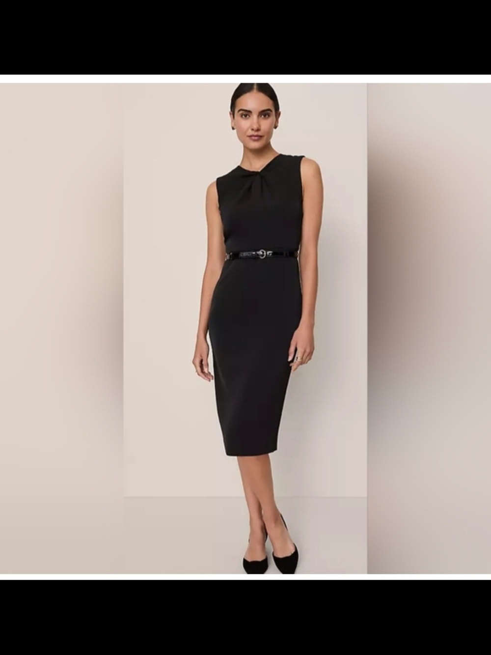 Ann Taylor Black Sleeveless Midi Sheath Dress, NWT